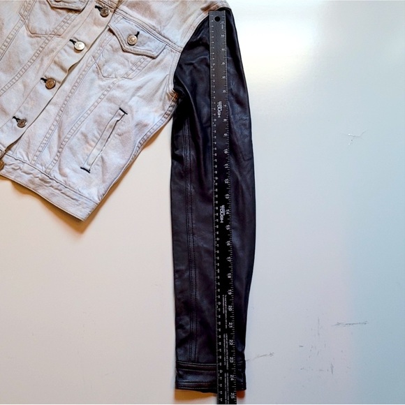 Rag & bone leather sleeve jean jacket women's small - Picture 7 of 9